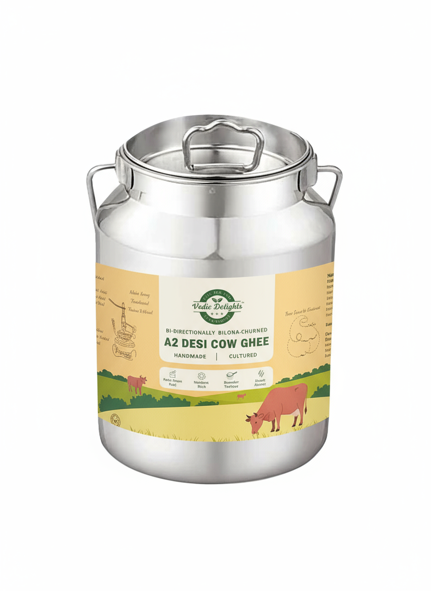 A2 Desi Cow Bilona Ghee - 2L Steel Can (Dolchi)